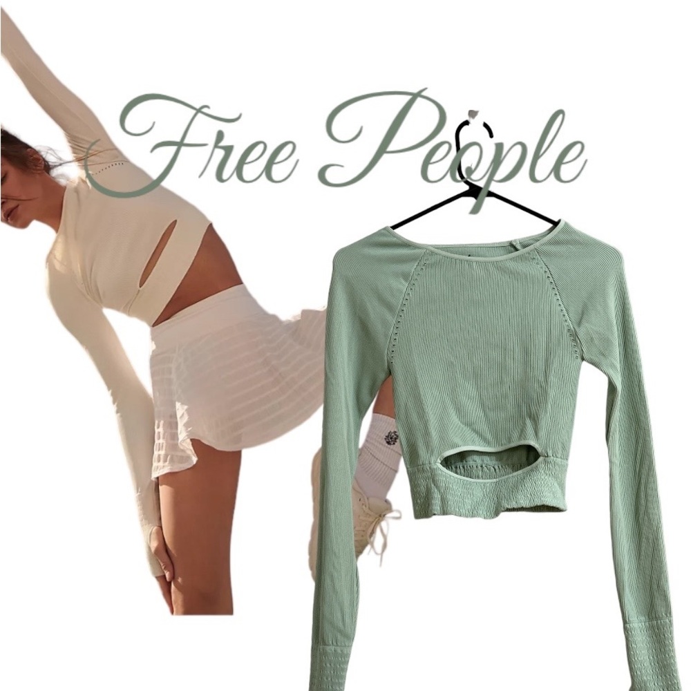 Free People Mint Green Long Sleeve Top